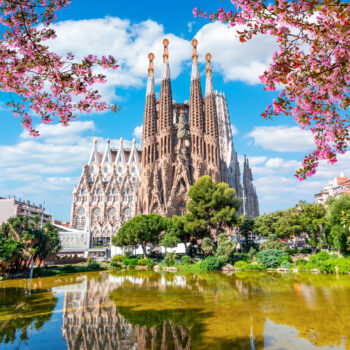 Sagrada Familia Cathedral in spring, Barcelona, Spain